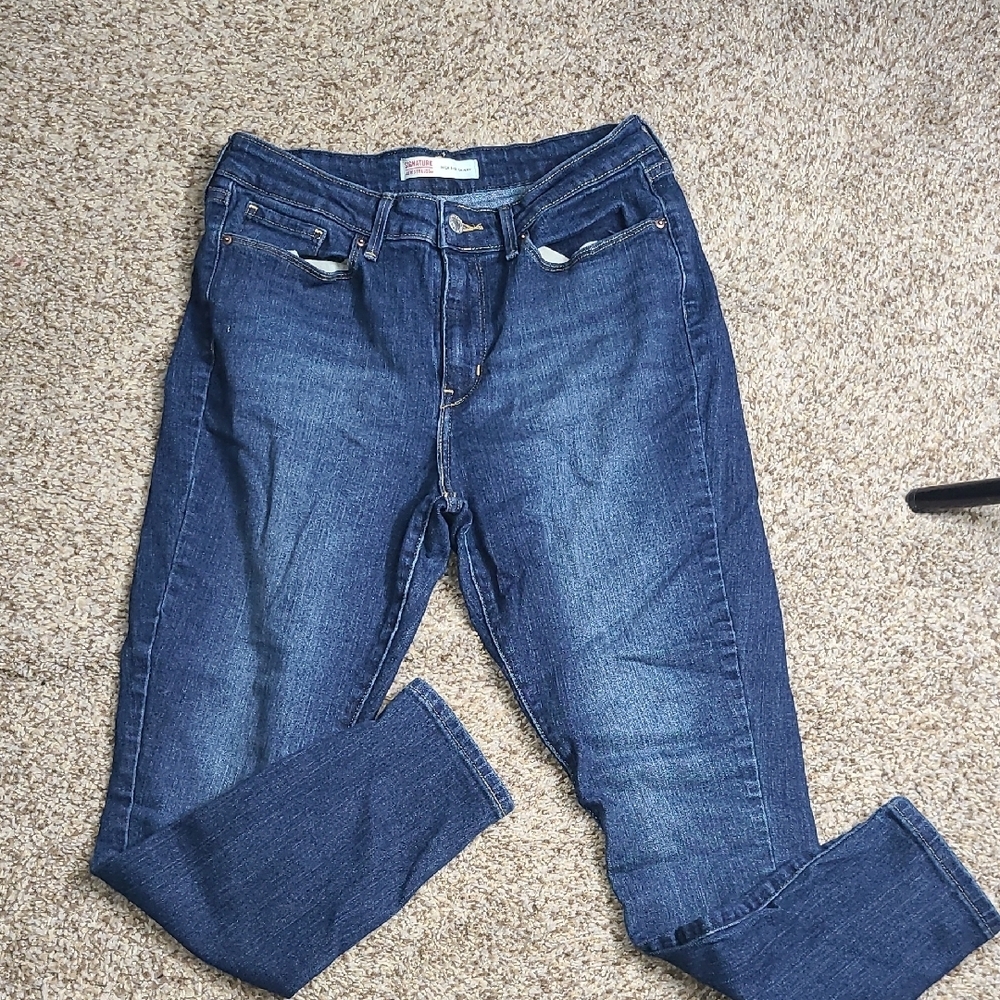 Signature by Levi Strauss Dark Blue Straight Leg Jeans